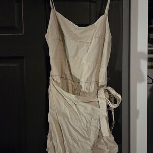 Beige Spaghetti Strap Short Dress